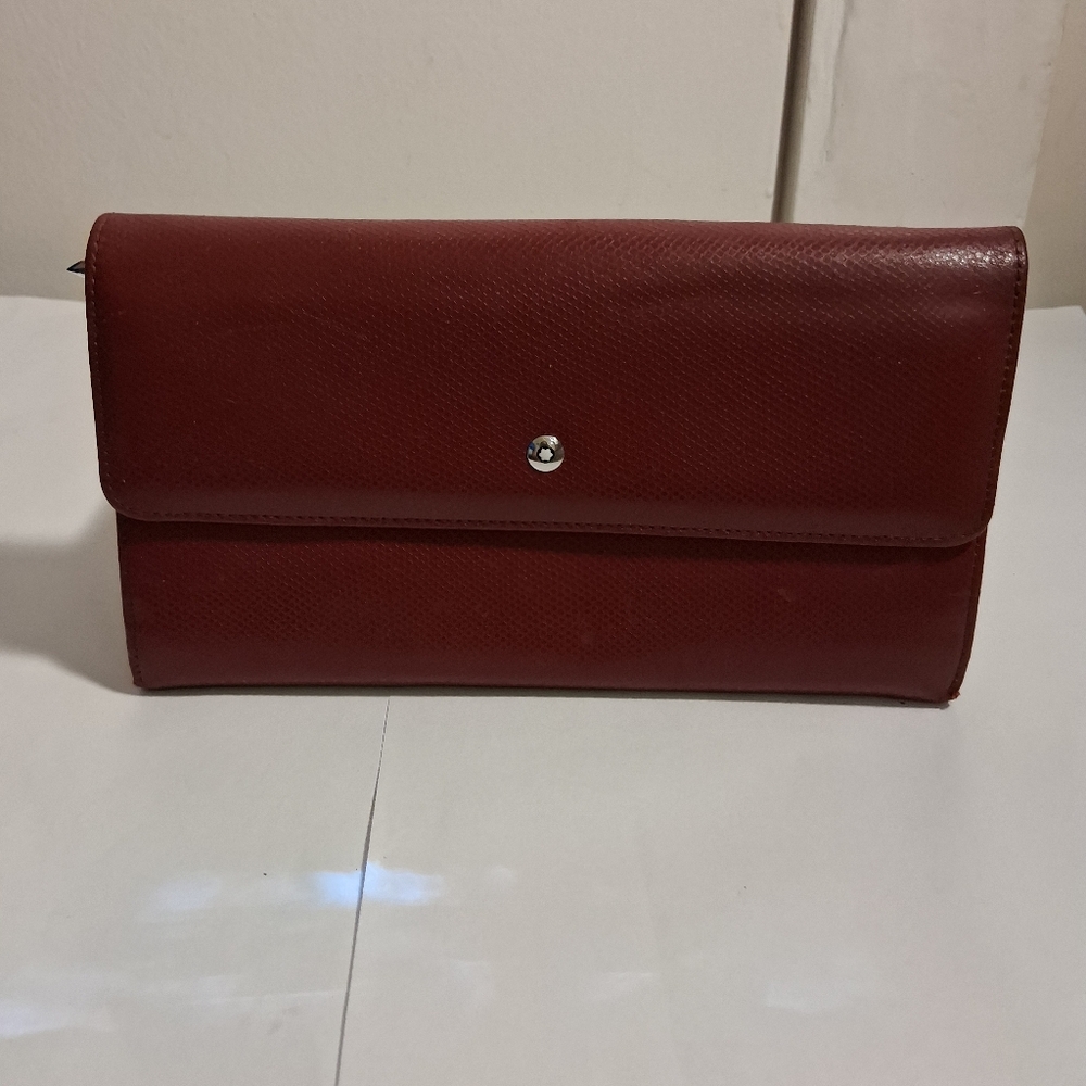 Mont Blanc | Women’s Red Leather Envelope Closure Zipper Read